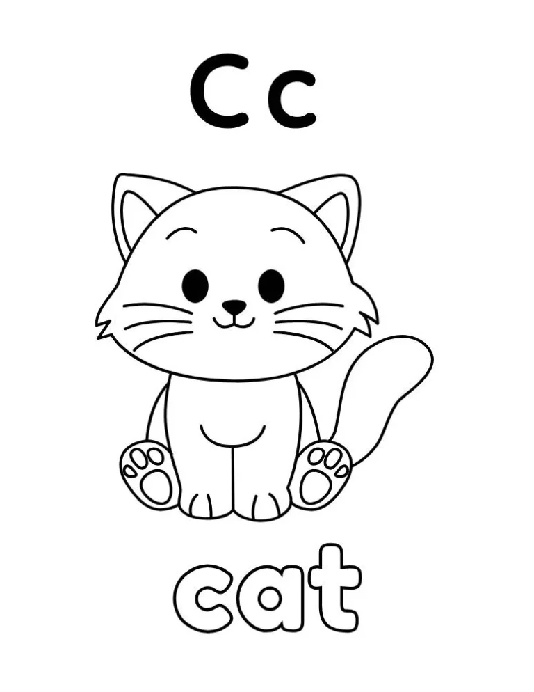 Letter C Cat Coloring Page