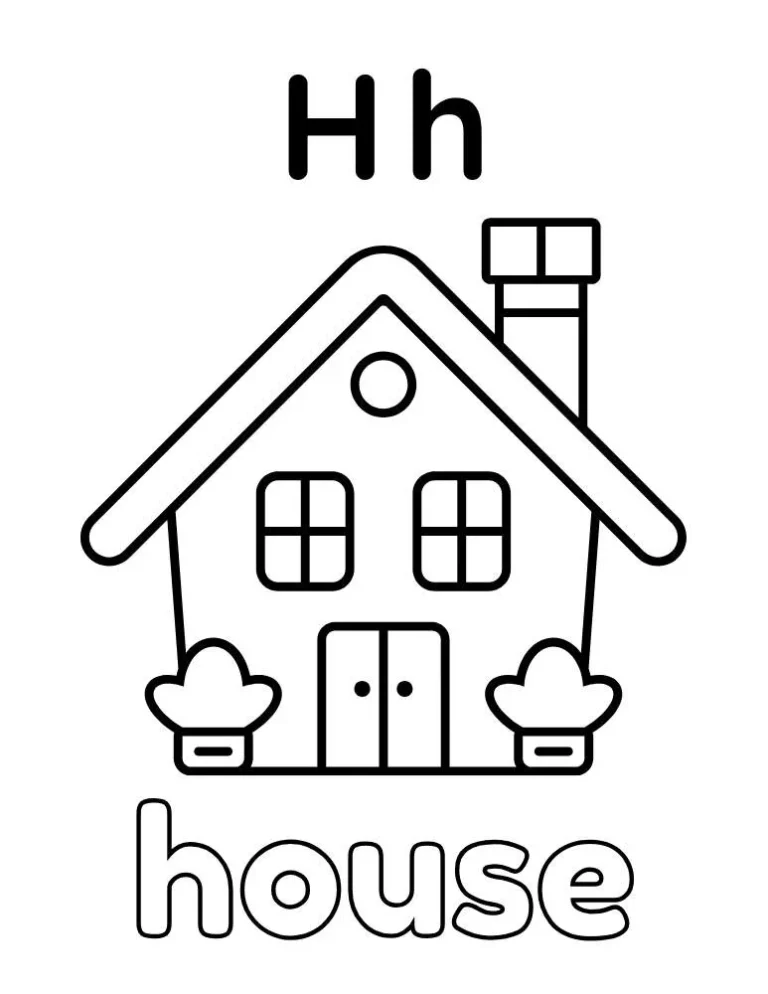 Letter H House Coloring Page