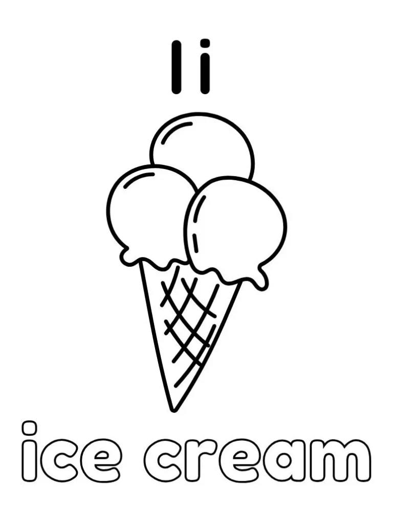 Letter I Ice Cream Coloring Page