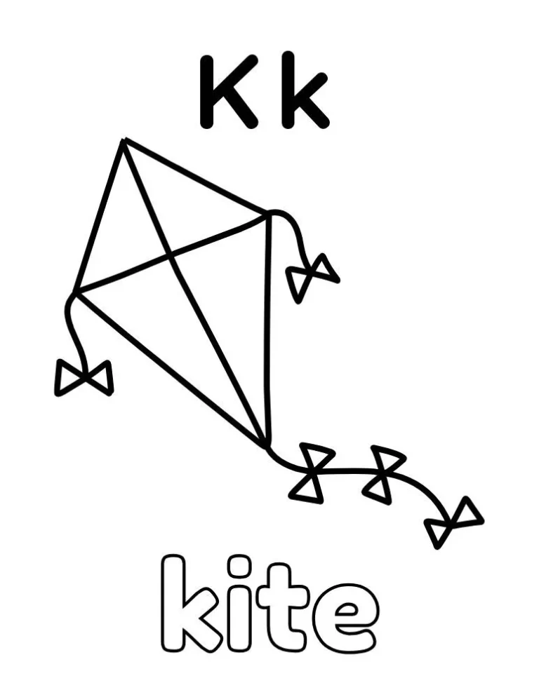 Letter K: Kite Coloring Page