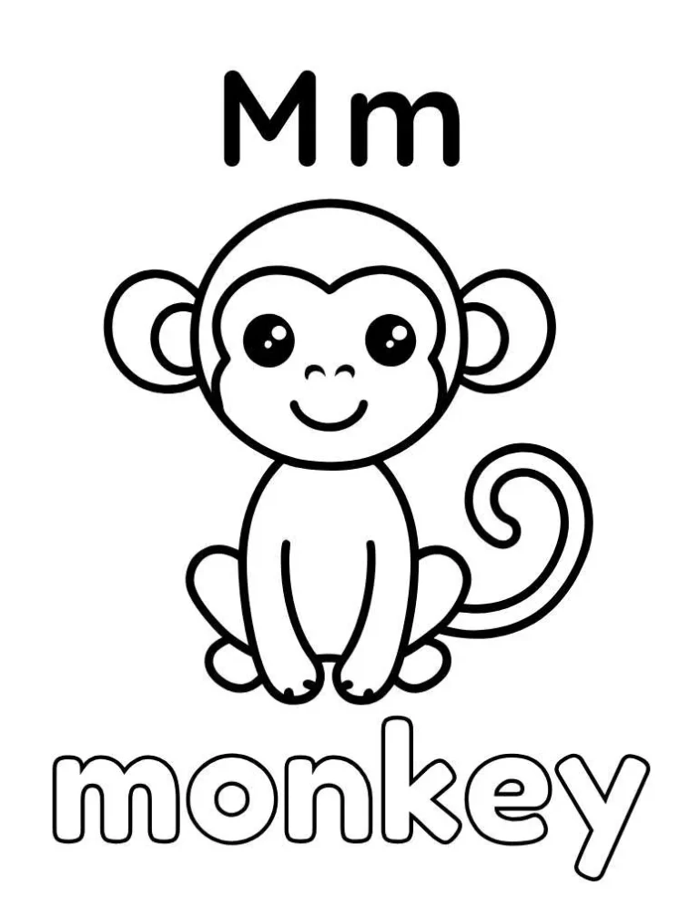 Letter M Monkey Coloring Page