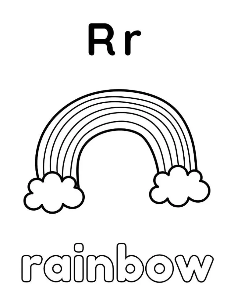 Letter R Rainbow Coloring Page