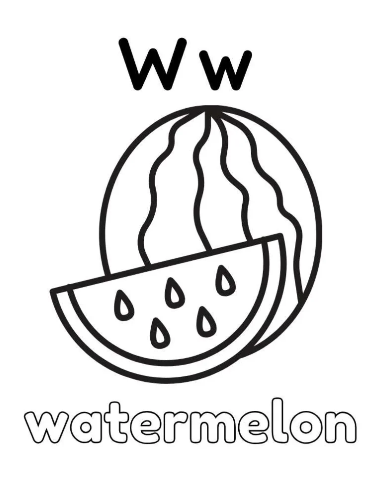 Letter W: Watermelon Coloring Page