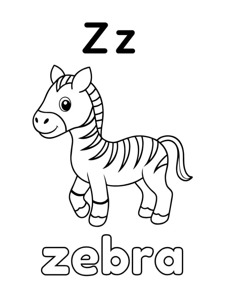 Letter Z: Zebra Coloring Page